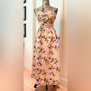 Pink Lemon Print Maxi Dress